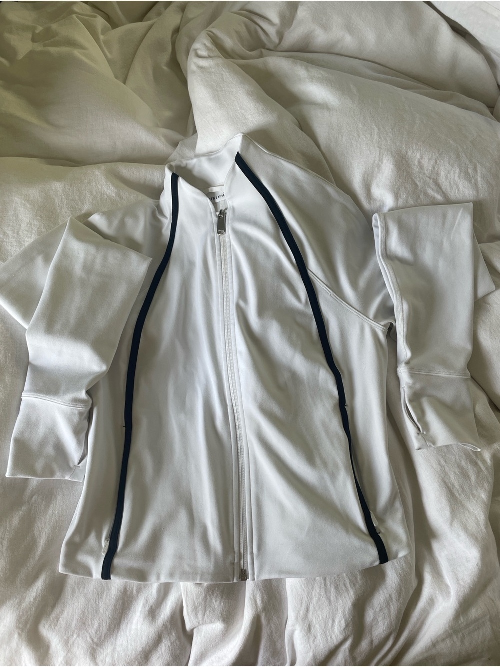 Athleta White Zip Jacket with Black Trim - Picture 2 of 4